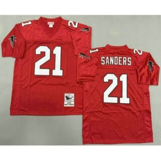 Men's Atlanta Falcons #21 Deion Sanders Red 1992 Throwback Jersey