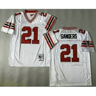 Men's Atlanta Falcons #21 Deion Sanders White 1989 Throwback Jersey