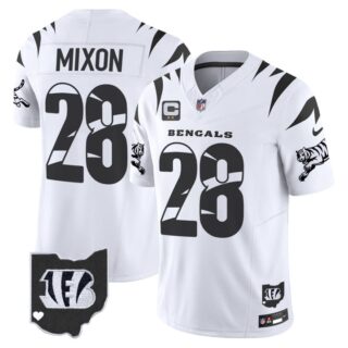 Men’s Cincinnati Bengals #28 Joe Mixon White F.U.S.E. With 2-Star C Patch Special Vapor Untouchable Limited Stitched Football Jersey