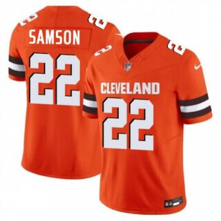 Men's Cleveland Browns #22 Samson Orange 2025 Vapor Limited Football Stitched Jersey
