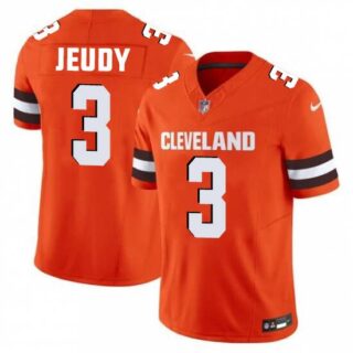 Men's Cleveland Browns #3 Jeudy Orange 2025 Vapor Limited Football Stitched Jersey
