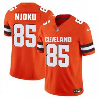 Men's Cleveland Browns #85 Njoku Orange 2025 Vapor Limited Football Stitched Jersey