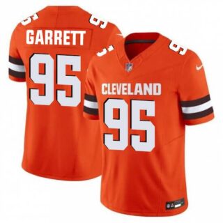 Men's Cleveland Browns #95 Garrett Orange 2025 Vapor Limited Football Stitched Jersey