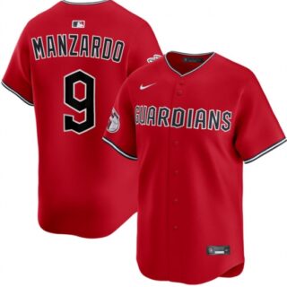 Men's Cleveland Guardians #9 Kyle Manzardo Red Alternate Limited Stitched Baseball Jersey