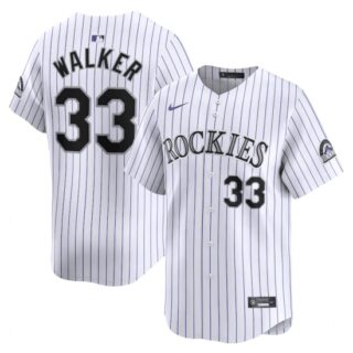 Men's Colorado Rockies #33 Larry Walker White Home Limited Stitched Baseball Jersey