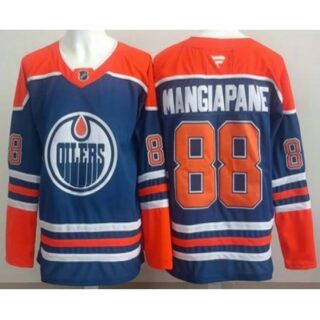 Men's Edmonton Oilers #88 Andrew Mangiapane Blue Authentic Jersey