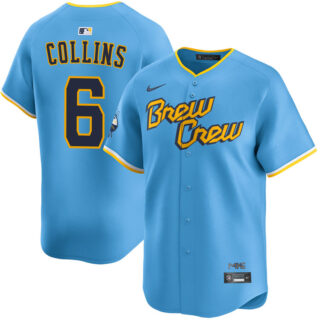 Men's Milwaukee Brewers #6 Isaac Collins City Connect Limited Light Blue Jersey