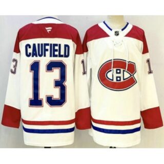 Men's Montreal Canadiens #13 Cole Caufield White Authentic Jersey