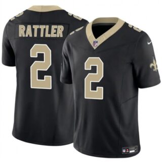 Men's New Orleans Saints #2 Spencer Rattler Black 2025 F.U.S.E Vapor Limited Football Stitched Jersey