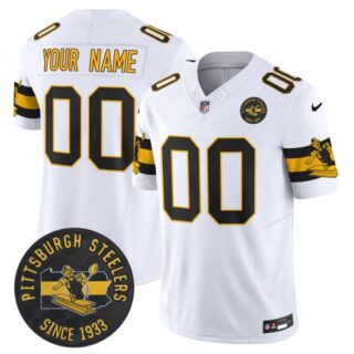 Custom Men's Pittsburgh Steelers Throwback 1933 Patch whiteVapor Limited All Stitched Jerseys