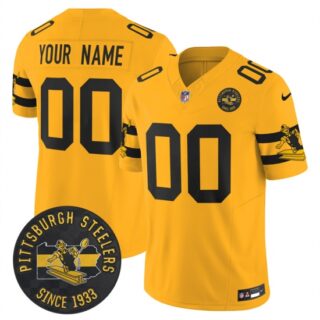 Custom Men's Pittsburgh Steelers Throwback 1933 Patch yellow Vapor Limited All Stitched Jersey