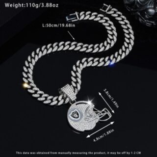 Raiders 20inch Necklace helmet Silver