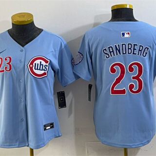 Women's Chicago Cubs #23 Ryne Sandberg Blue 'Ryne Sandberg Tribute' Vapor Limited V2 Stitched Baseball Jersey(Run Small)