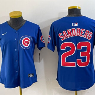 Women's Chicago Cubs #23 Ryne Sandberg Royal 'Ryne Sandberg Tribute' Vapor Limited V2 Stitched Baseball Jersey(Run Small)