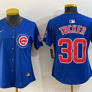 Women's Chicago Cubs #30 Kyle Tucker Royal 'Ryne Sandberg Tribute' Vapor Limited V2 Stitched Baseball Jersey(Run Small)