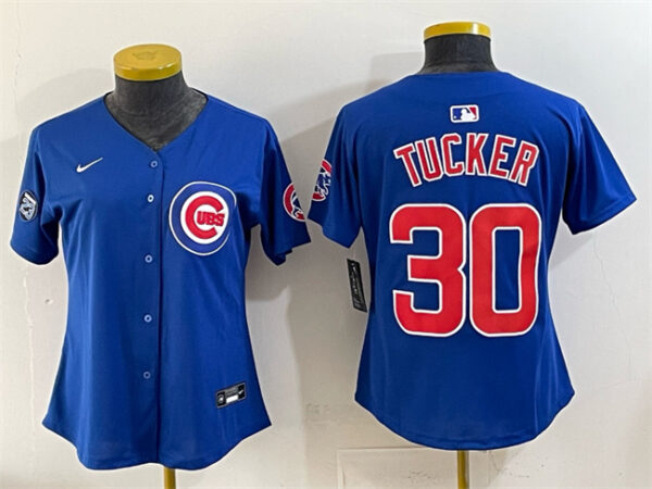 Women's Chicago Cubs #30 Kyle Tucker Royal 'Ryne Sandberg Tribute' Vapor Limited V2 Stitched Baseball Jersey(Run Small)