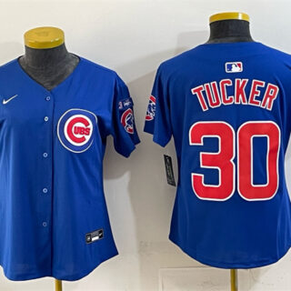Women's Chicago Cubs #30 Kyle Tucker Royal 'Ryne Sandberg Tribute' Vapor Limited V3 Stitched Baseball Jersey(Run Small)