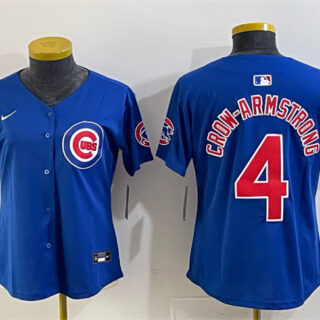 Women's Chicago Cubs #4 Pete Crow-Armstrong Royal 'Ryne Sandberg Tribute' Vapor Limited V2 Stitched Baseball Jersey(Run Small)