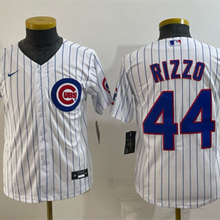 Women's Chicago Cubs #44 Anthony Rizzo White Stitched Baseball Jersey(Run Small)