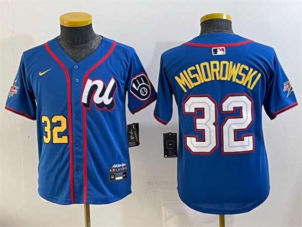 Women's National League #32 Jacob Misiorowski Blue 2025 All-Star Edition Limited Stitched Baseball Jersey(Run Small)