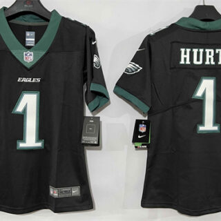 Women's Philadelphia Eagles #1 Jalen Hurts Black New Vapor Untouchable Limited Stitched Football Jersey(Run Small)