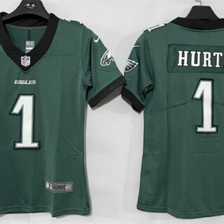 Women's Philadelphia Eagles #1 Jalen Hurts Green New Vapor Untouchable Limited Stitched Football Jersey(Run Small)