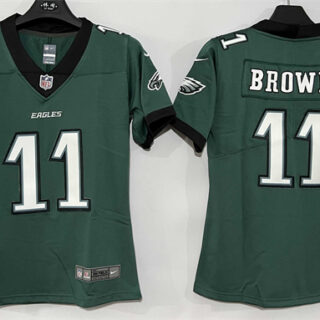 Women's Philadelphia Eagles #11 A. J. Brown Green New Vapor Untouchable Limited Stitched Football Jersey(Run Small)