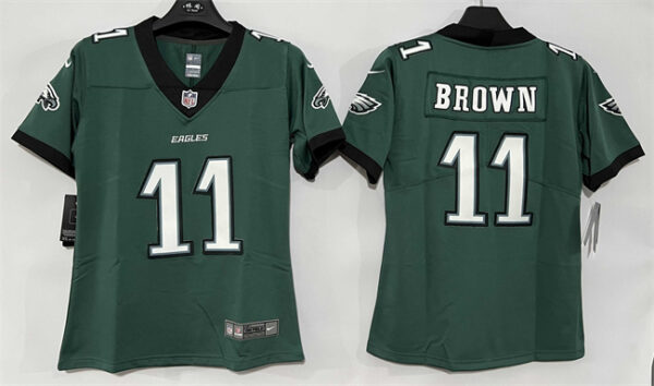 Women's Philadelphia Eagles #11 A. J. Brown Green New Vapor Untouchable Limited Stitched Football Jersey(Run Small)