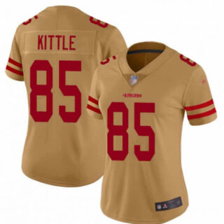 Women's San Francisco 49ers #85 George Kittle Gold Vapor Alternate Football Stitched Jersey(Run Small)