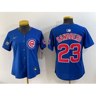 Youth Chicago Cubs #23 Ryne Sandberg Royal 'Ryne Sandberg Tribute' Vapor Limited V2 Stitched Baseball Jersey