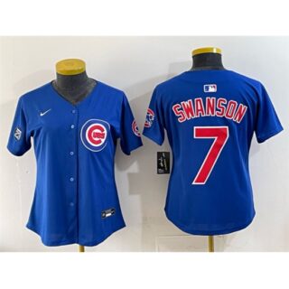 Youth Chicago Cubs #7 Dansby Swanson Royal 'Ryne Sandberg Tribute' Vapor Limited V2 Stitched Baseball Jersey