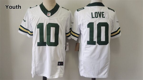 Youth Green Bay Packers #10 Jordan Love White Vapor 2024 F.U.S.E. Limited Stitched Football Jersey