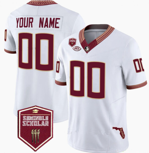 Custom Men's Florida State Seminoles White Stitched Jersey