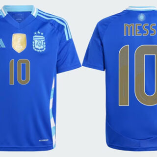 Men's Argentina #10 Lionel Messi Blue Away Soccer Jersey