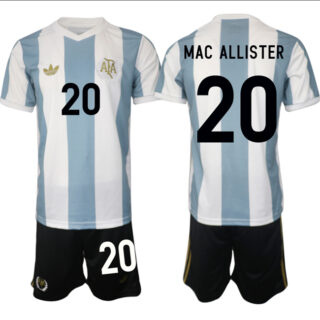 Men's Argentina #20 Alexis Mac Allister White Blue 2024-25 50th Anniversary Home Soccer Jersey Suit