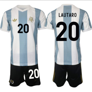Men's Argentina #20 Lautaro White Blue 2024-25 50th Anniversary Home Soccer Jersey Suit