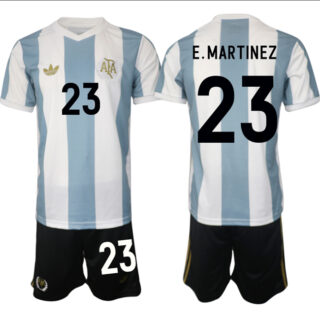 Men's Argentina #23 Emiliano Martinez White Blue 2024-25 50th Anniversary Home Soccer Jersey Suit