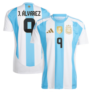 Men's Argentina #9 Julian alvarez 2024 White Home Soccer Jersey