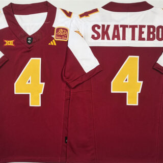 Men's Arizona State Sun Devils #4 Cam Skattebo Red White 2024 F.U.S.E. Vapor Limited Stitched Jersey