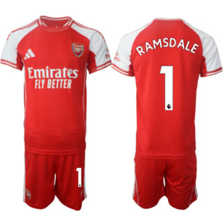 Men's Arsenal F.C #1 Aaron Ramsdale Red 2025 Home Soccer Jersey Suit