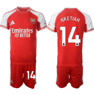 Men's Arsenal F.C #14 Eddie Nketiah Red 2025 Home Soccer Jersey Suit