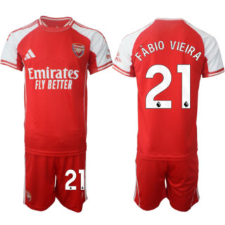 Men's Arsenal F.C #21 Fabio Vieira Red 2025 Home Soccer Jersey Suit