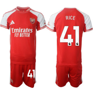 Men's Arsenal F.C #41 Declan Rice Red 2025 Home Soccer Jersey Suit