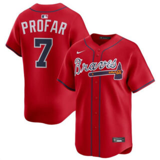 Men's Atlanta Braves #7 Jurickson Profar Red 2025 Alternate Limited Stitched Baseball Jersey