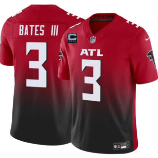 Men's Atlanta Falcons #3 Jesse Bates III Red Black 2025 F.U.S.E With 4-Star C Patch Vapor Untouchable Limited Stitched Football Jersey