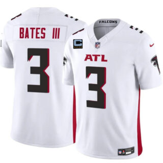Men's Atlanta Falcons #3 Jesse Bates III White 2025 F.U.S.E With 4-Star C Patch Vapor Untouchable Limited Stitched Football Jersey