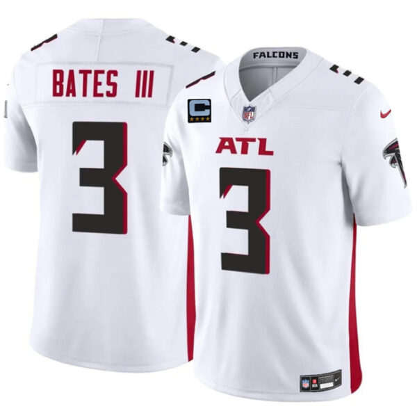Men's Atlanta Falcons #3 Jesse Bates III White 2025 F.U.S.E With 4-Star C Patch Vapor Untouchable Limited Stitched Football Jersey