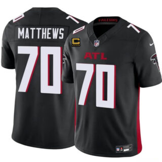 Men's Atlanta Falcons #70 Jake Matthews Black 2025 F.U.S.E With 4-Star C Patch Vapor Untouchable Limited Stitched Football Jersey