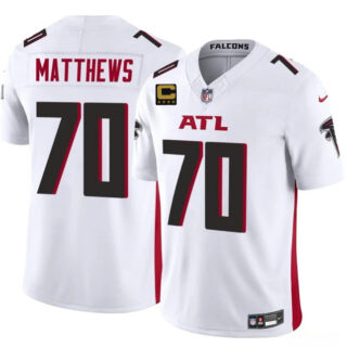 Men's Atlanta Falcons #70 Jake Matthews White 2025 F.U.S.E With 4-Star C Patch Vapor Untouchable Limited Stitched Football Jersey