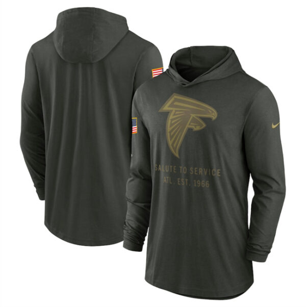 Men's Atlanta Falcons Forest Green 2025 Salute to Service Sideline Dri-FIT Lightweight Pullover Hoodie